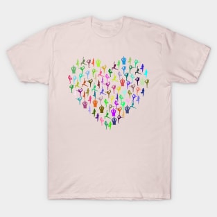 Yoga Lover Yoga Poses Heart Design T-Shirt